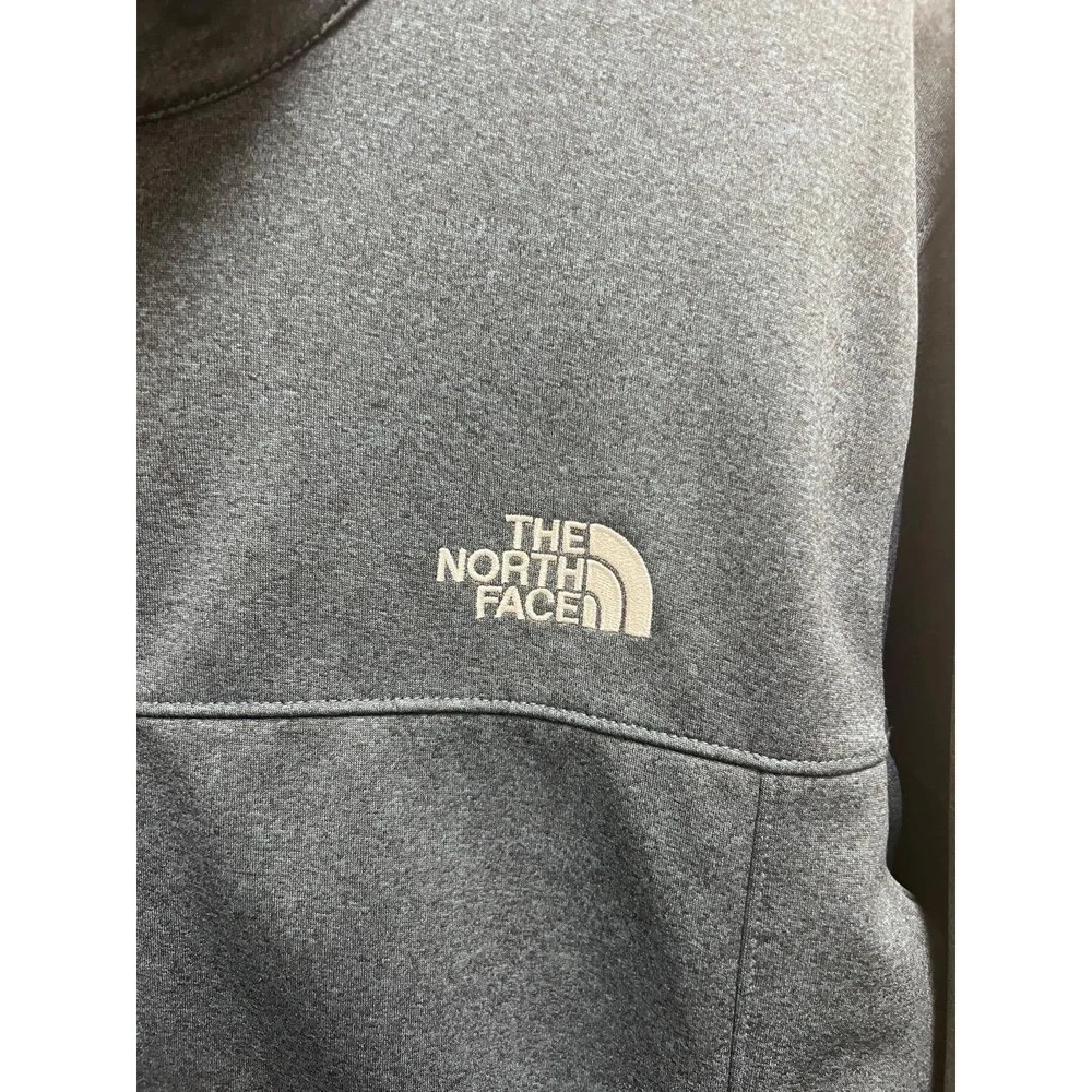 The North Face Mens Large Dark Grey Heather Full Zip Windwall Soft Shell Jacket